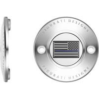 FIGURATI DESIGNS Timing Cover 2 Hole Blue Line American Flag Stainless Steel FD70TC2HSS