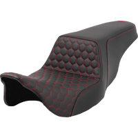 SADDLEMEN Step-Up Seat Honeycomb Red Stitching FL '08-'23 A80807B177RED