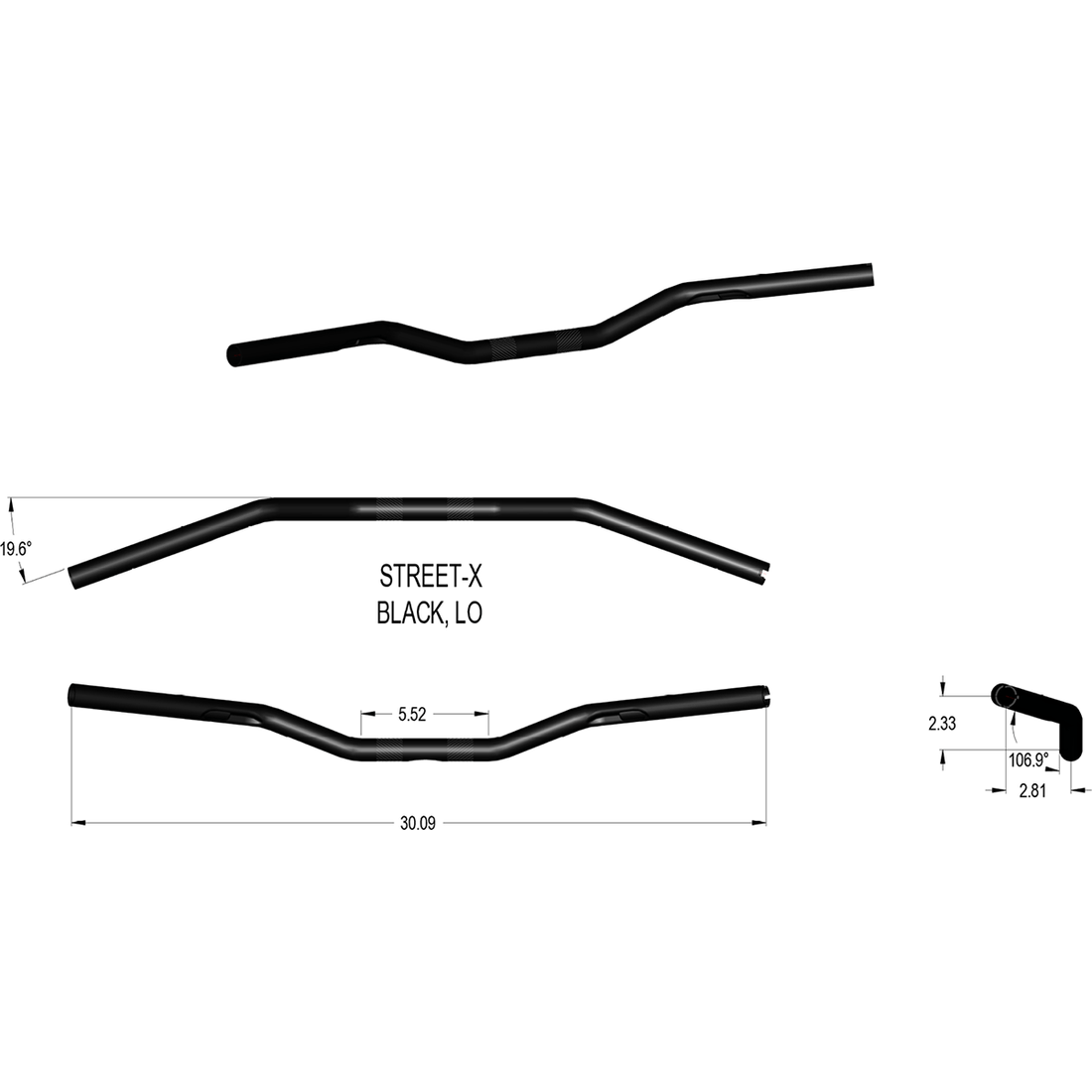 KHROME WERKS Handlebar Low Bend Black 300905