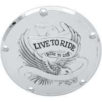 DRAG SPECIALTIES Live to Ride Derby Cover 5-Hole Chrome