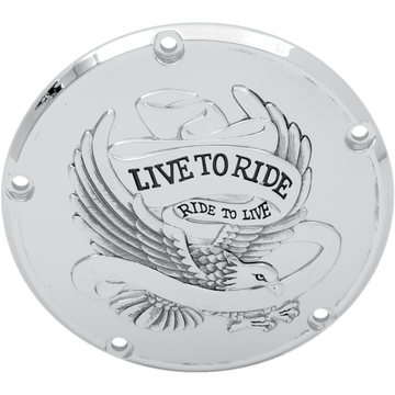 DRAG SPECIALTIES Live to Ride Derby Cover 5-Hole Chrome