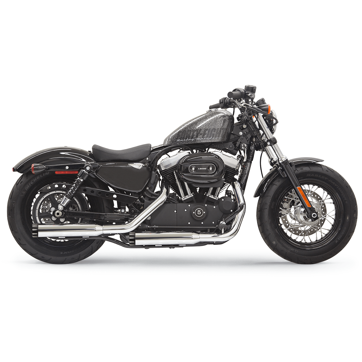 BASSANI XHAUST Firepower Series Slip-On Mufflers Chrome/Black Fluted Sportster 1X27T