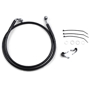 DRAG SPECIALTIES Brake Line Front Black +4" FXD '00-'05