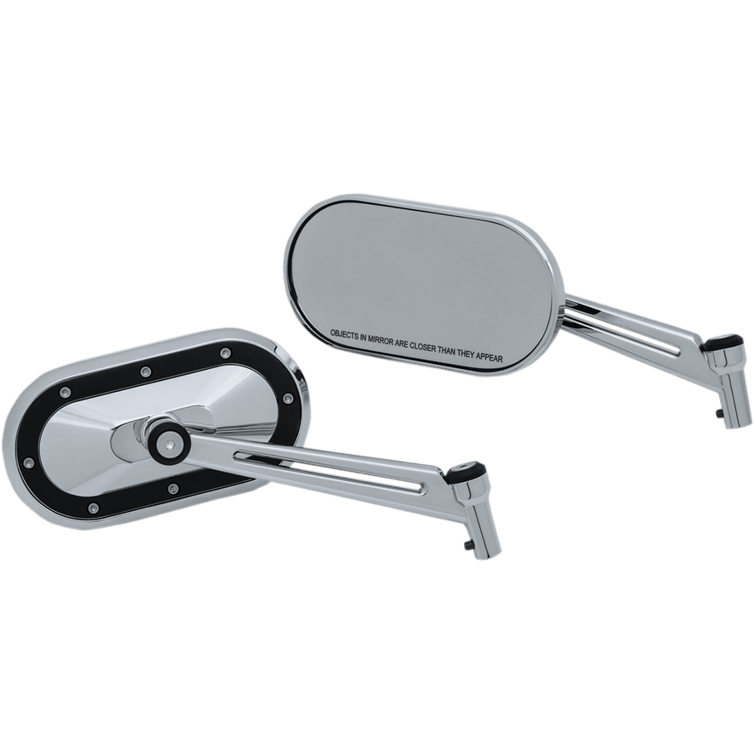 KURYAKYN Mirrors Heavy Industry Custom Side View Oval Chrome w/Satin Black Pair