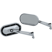 KURYAKYN Mirrors Heavy Industry Custom Side View Oval Chrome w/Satin Black Pair