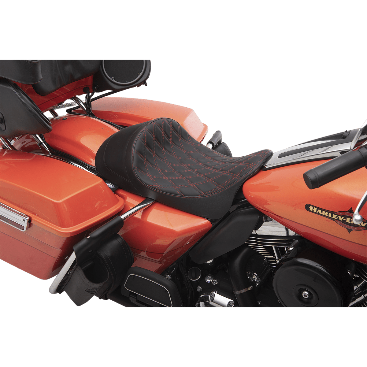 DRAG SPECIALTIES Forward Low Solo Seat Diamond Red Stitched FL '08-'23