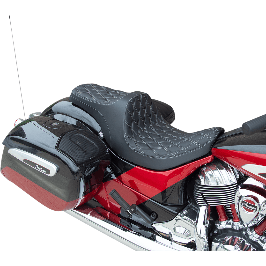 DRAG SPECIALTIES Predator III Seat Forward Positioning Double Diamond Silver Stitching Indian '14-'22