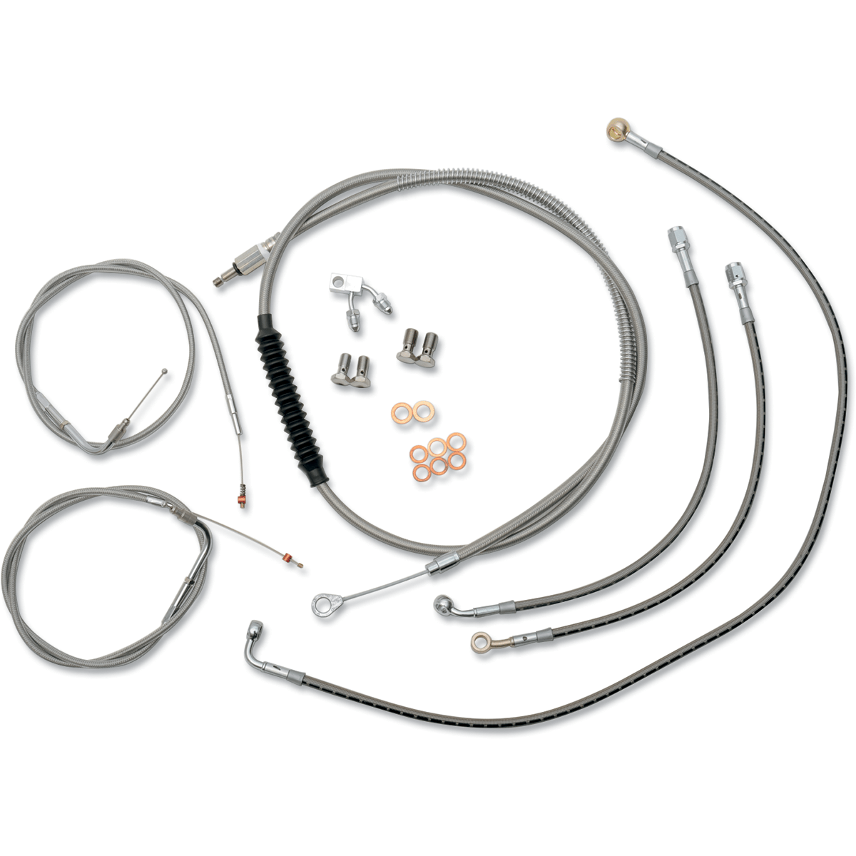 LA CHOPPERS Handlebar Cable/Brake Line Kit 12" 14" Ape Hanger Handlebars Stainless Steel LA8150KT13