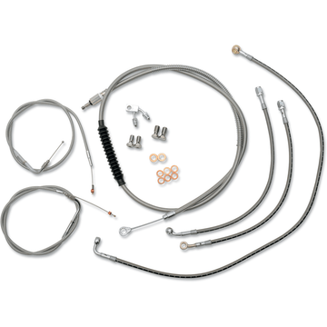 LA CHOPPERS Handlebar Cable/Brake Line Kit 15" 17" Ape Hanger Handlebars Stainless Steel LA8122KT16