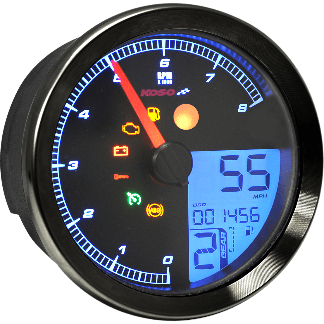 KOSO NORTH AMERICA Multi-Function Speedometer/Tachometer HD-04 Black BA051211