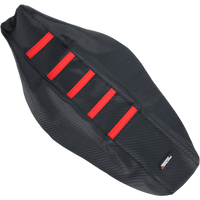 MOOSE RACING Ribbed Seat Cover Black Cover/Red Ribs Honda