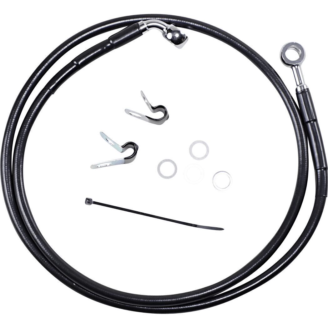 DRAG SPECIALTIES Brake Line Front Black +8" '04-'10 XL