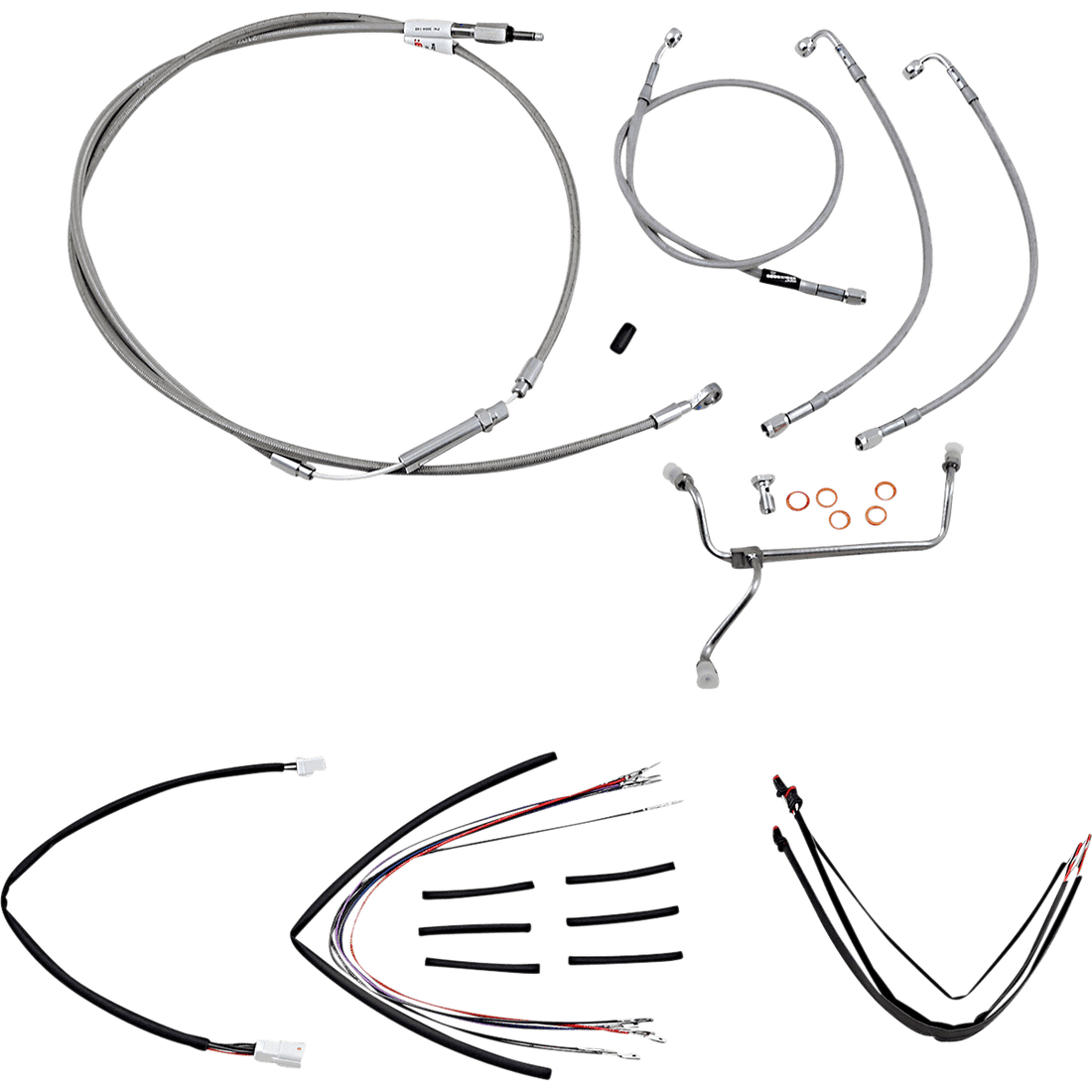 BURLY BRAND Handlebar Cable/Brake Line Kit Complete 16" Ape Hanger Handlebars Stainless Steel