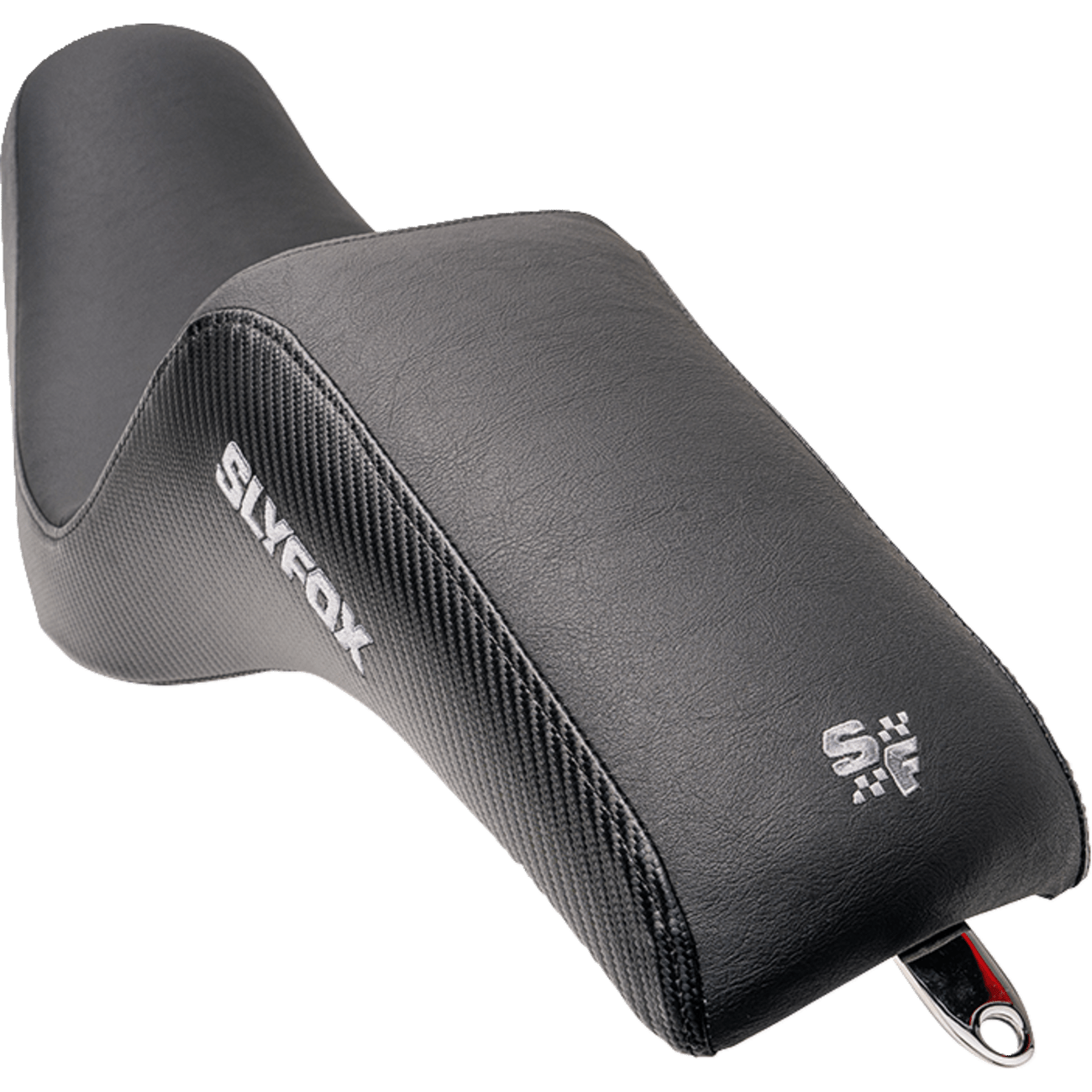 SLYFOX Slyfox Seat Gray Logo Black Vinyl w/ Slipstop Carbon Fiber Dyna