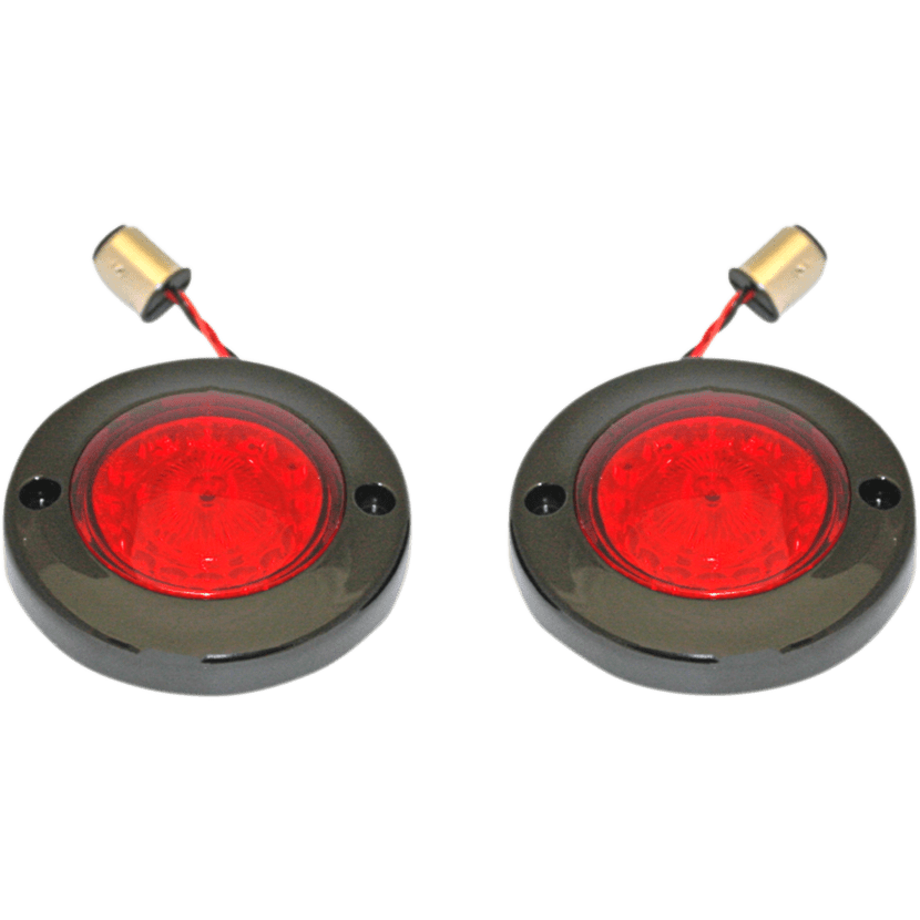 CUSTOM DYNAMICS LED Flat Turn Signals 1156 Black Red Lens PBFBR1156BR