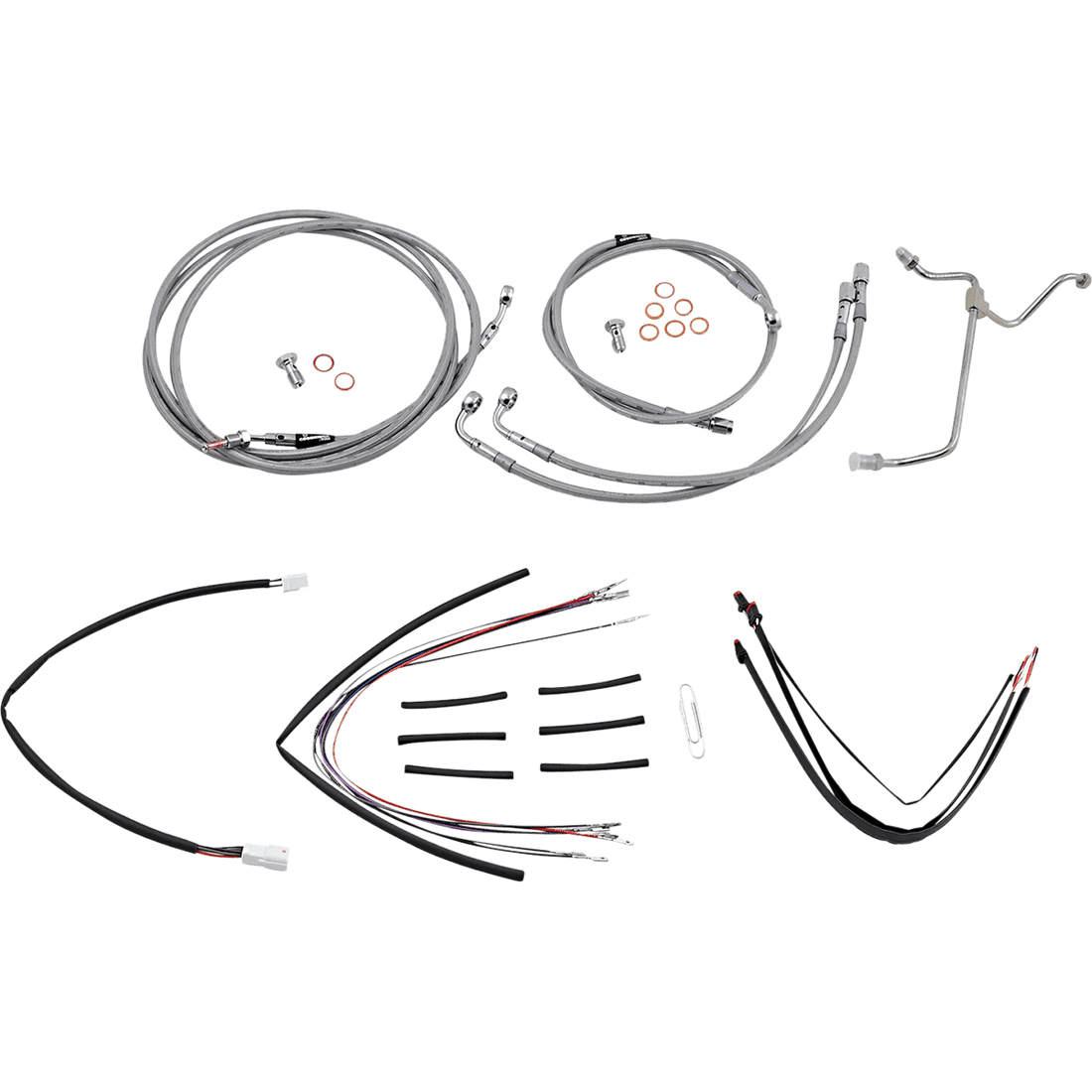 BURLY BRAND Handlebar Cable/Brake Line Kit Complete 18" Ape Hanger Handlebars Stainless Steel