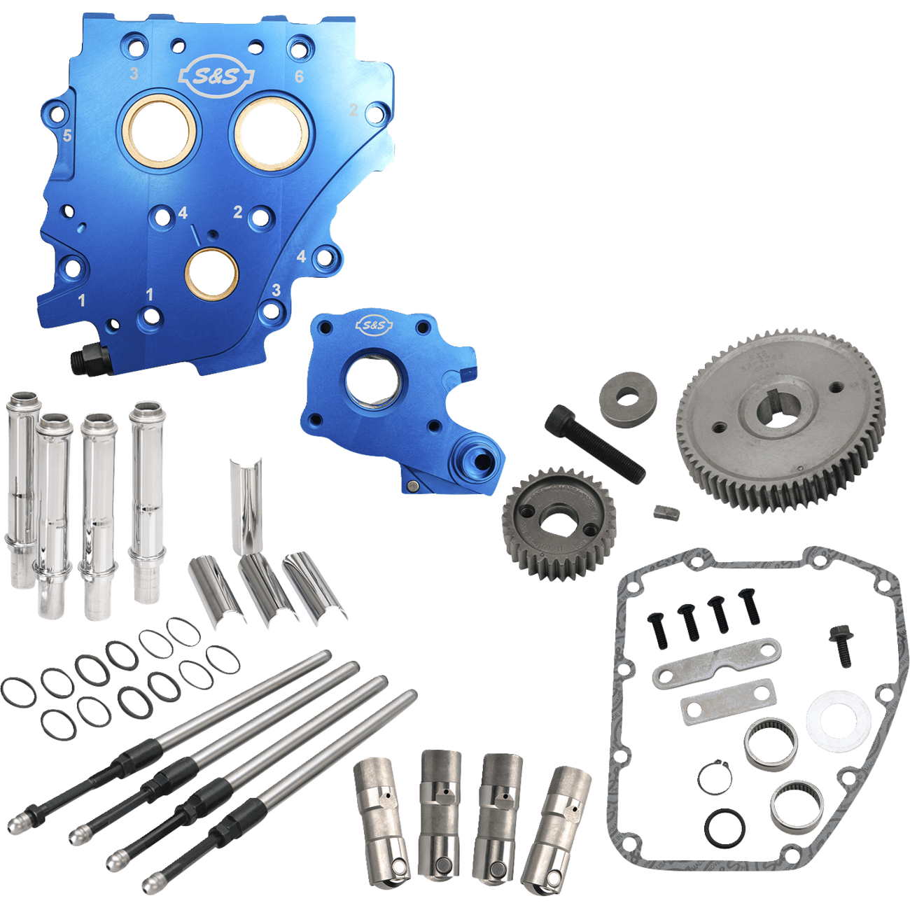 S&S CYCLE Cam Chest Kit without Cams Gear Drive Oil Cooled Chrome Pushrods Twin Cam 3101269