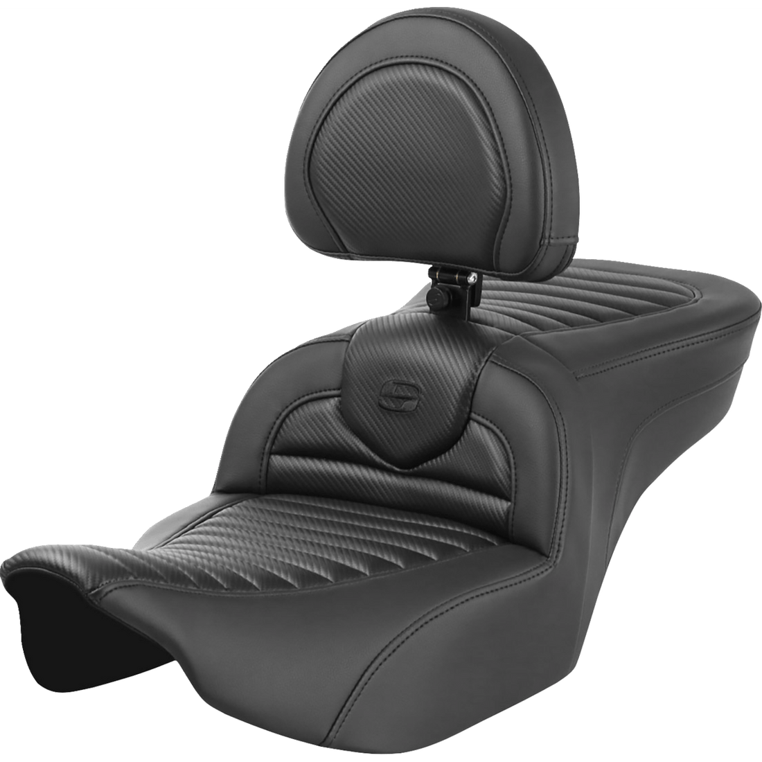 SADDLEMEN Roadsofa™ Seat with Backrest Tuck-n-Roll Carbon Fiber FLTR/FLHX '23-'24