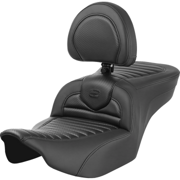 SADDLEMEN Roadsofa™ Seat with Backrest Tuck-n-Roll Carbon Fiber FLTR/FLHX '23-'24