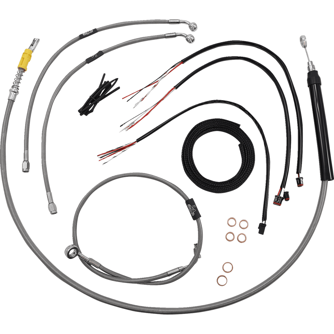 LA CHOPPERS Handlebar Cable/Brake Line Kit Quick Connect Complete 12" 14" Handlebars Stainless LA8157KT213