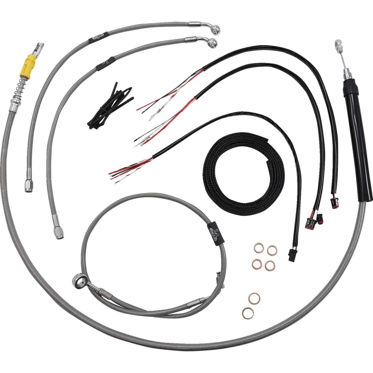 LA CHOPPERS Handlebar Cable/Brake Line Kit Quick Connect Complete 12" 14" Handlebars Stainless LA8157KT213