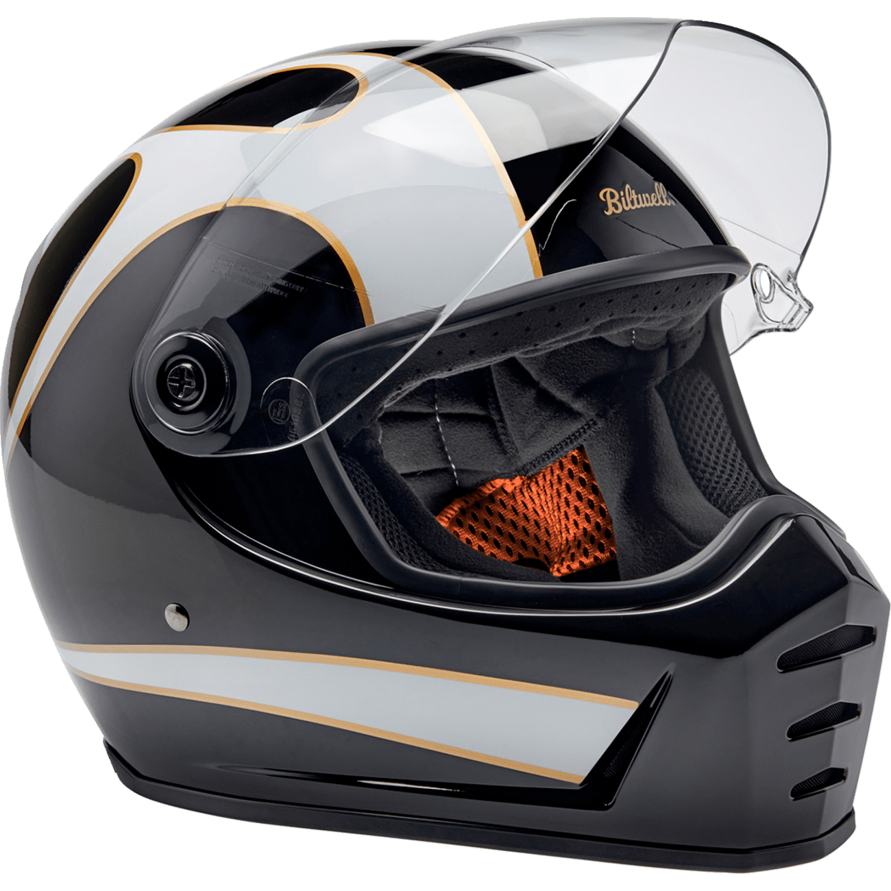 BILTWELL Lane Splitter Helmet Gloss Black/White Flames Small 1004570502