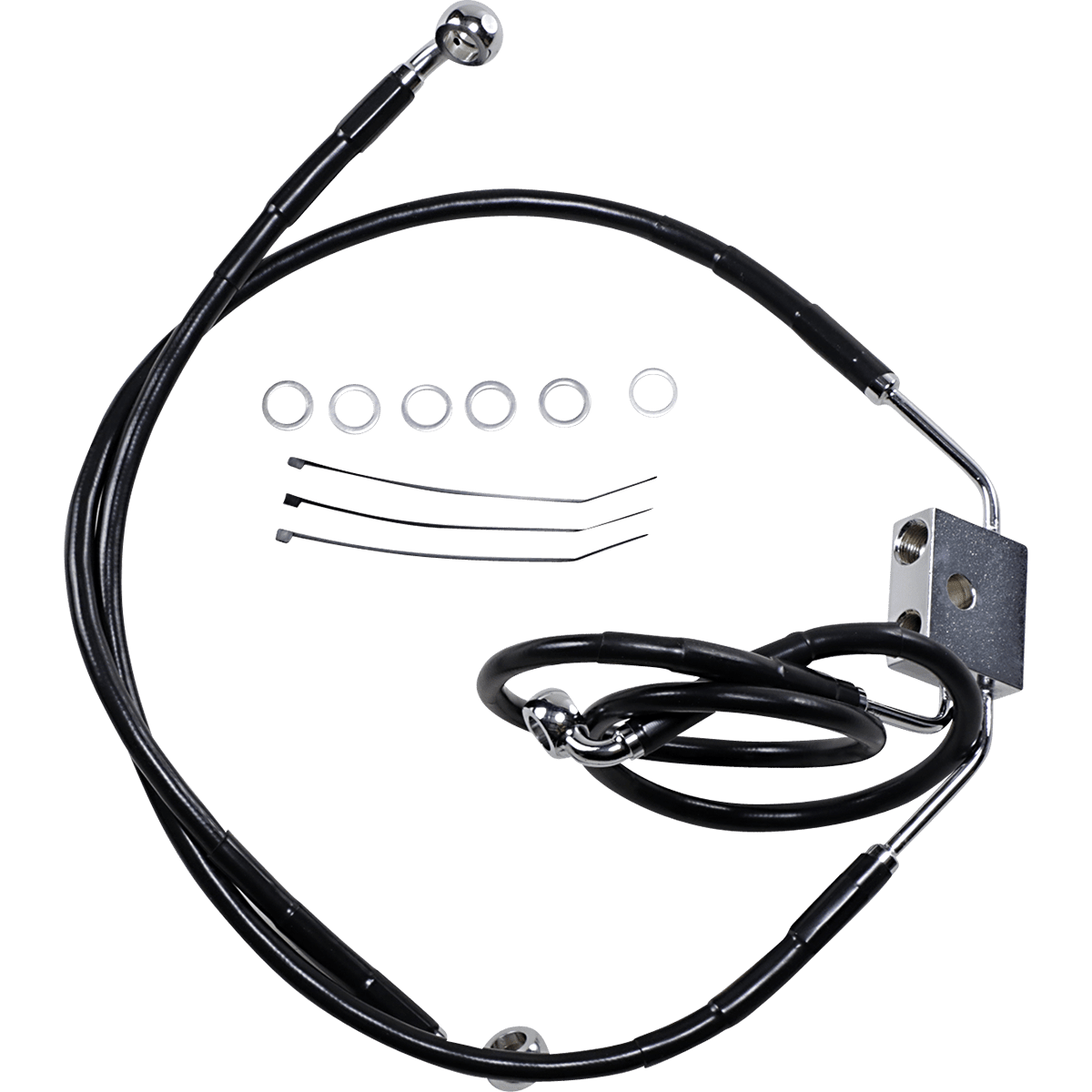 DRAG SPECIALTIES Brake Line Front Black +6" FXDF '12-'17