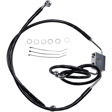 DRAG SPECIALTIES Brake Line Front Black +6" FXDF '12-'17