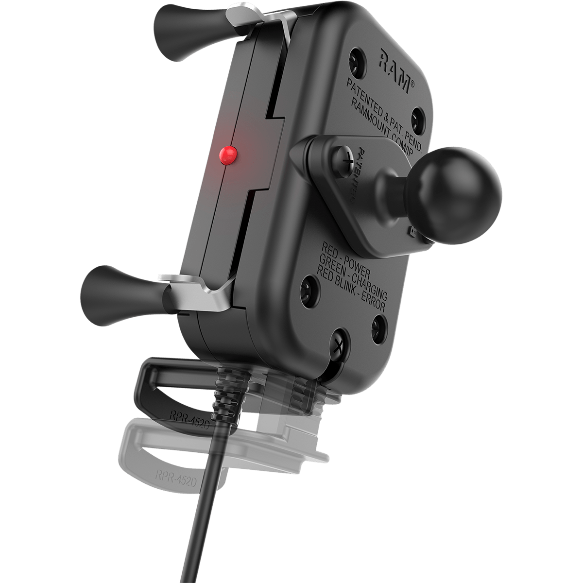 RAM MOUNTS Device Holder Tough-Charge™ Charging Wireless Waterproof Hardwire Charger U-Bolt Mount RAMB149ZAUN12WV