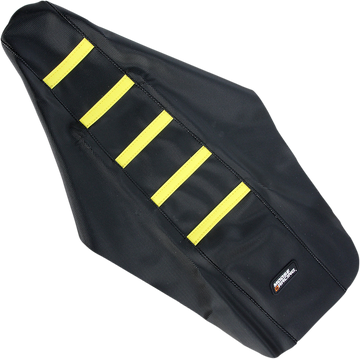 MOOSE RACING Ribbed Seat Cover Black Cover/Yellow Ribs Suzuki