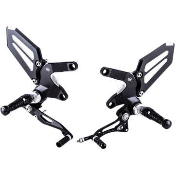 GILLES TOOLING Adjustable Rearset Black/Silver Kawasaki RCT10GTK02BS