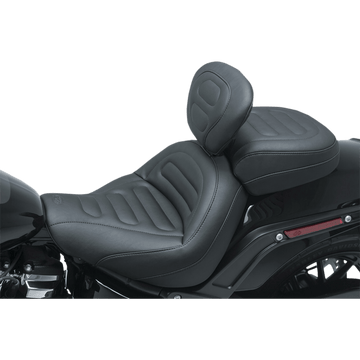 MUSTANG Max Profile Solo Touring Seat with Driver Backrest Black Trapezoid Stitch FXFB/FXFBS 79334