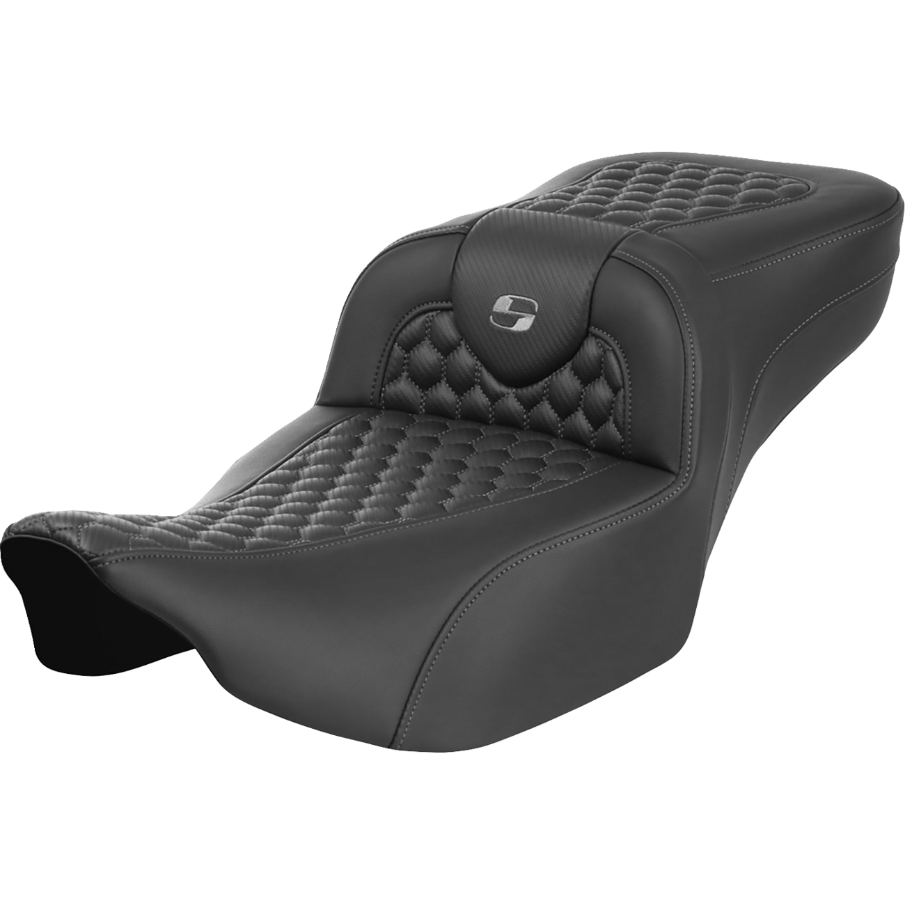 SADDLEMEN Roadsofa™ Extended Reach Seat without Backrest Honeycomb Dark Gray Stitch FLTR/FLHX '23-'24