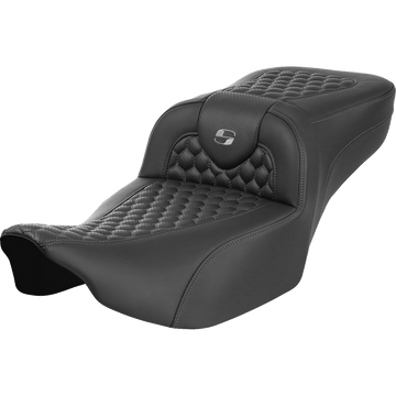 SADDLEMEN Roadsofa™ Extended Reach Seat without Backrest Honeycomb Dark Gray Stitch FLTR/FLHX '23-'24