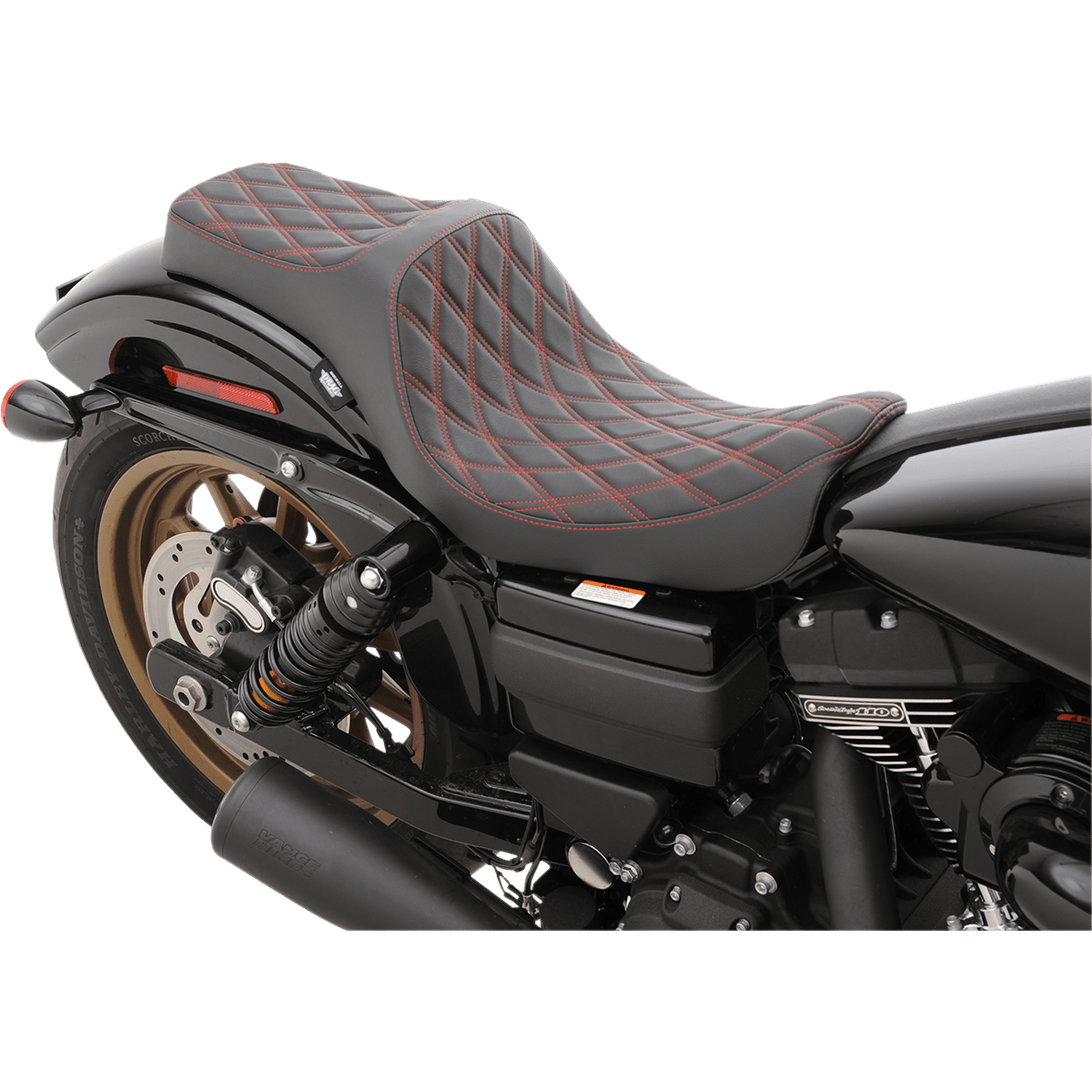 DRAG SPECIALTIES Predator III Seat Double Diamond Red Stitching FXD/FLD '06-'17