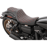 DRAG SPECIALTIES Predator III Seat Double Diamond Red Stitching FXD/FLD '06-'17