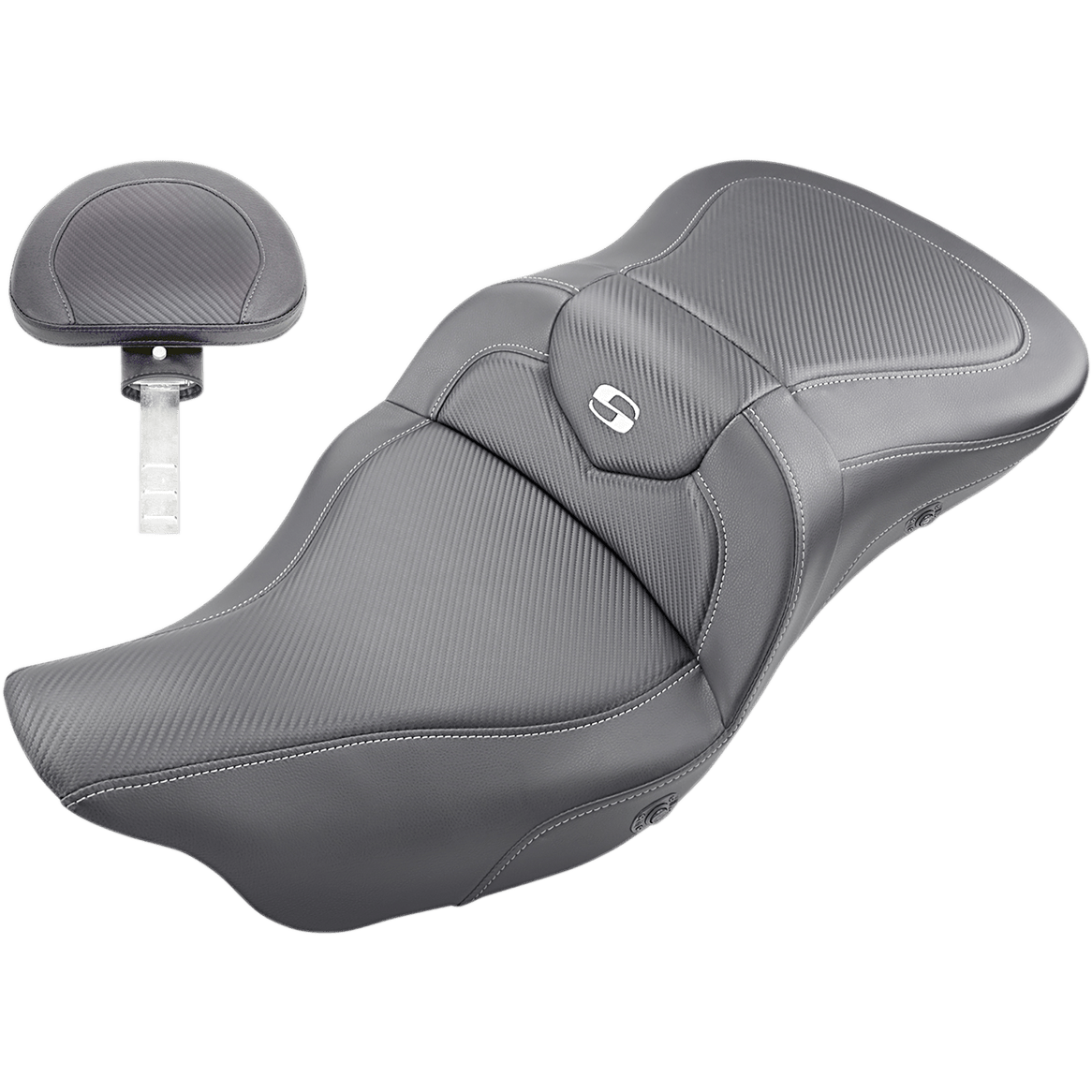 SADDLEMEN Roadsofa™ Seat Heated Carbon Fiber with Backrest Black '09-'23 FLHTCUTG 80807B185TBRH