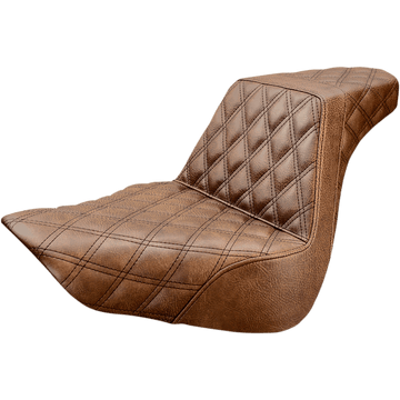 SADDLEMEN Step-Up Seat Full Lattice Stitch Brown FL/FX '18-'23 81827175BR