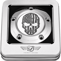 FIGURATI DESIGNS Timing Cover 5 Hole Skull Contrast Cut Stainless Steel FD27TC5HSS