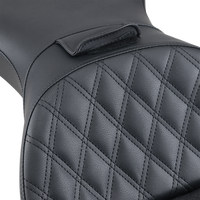 SADDLEMEN Explorer Seat With Backrest Lattice Stitched Black FLSTS 80023030LS