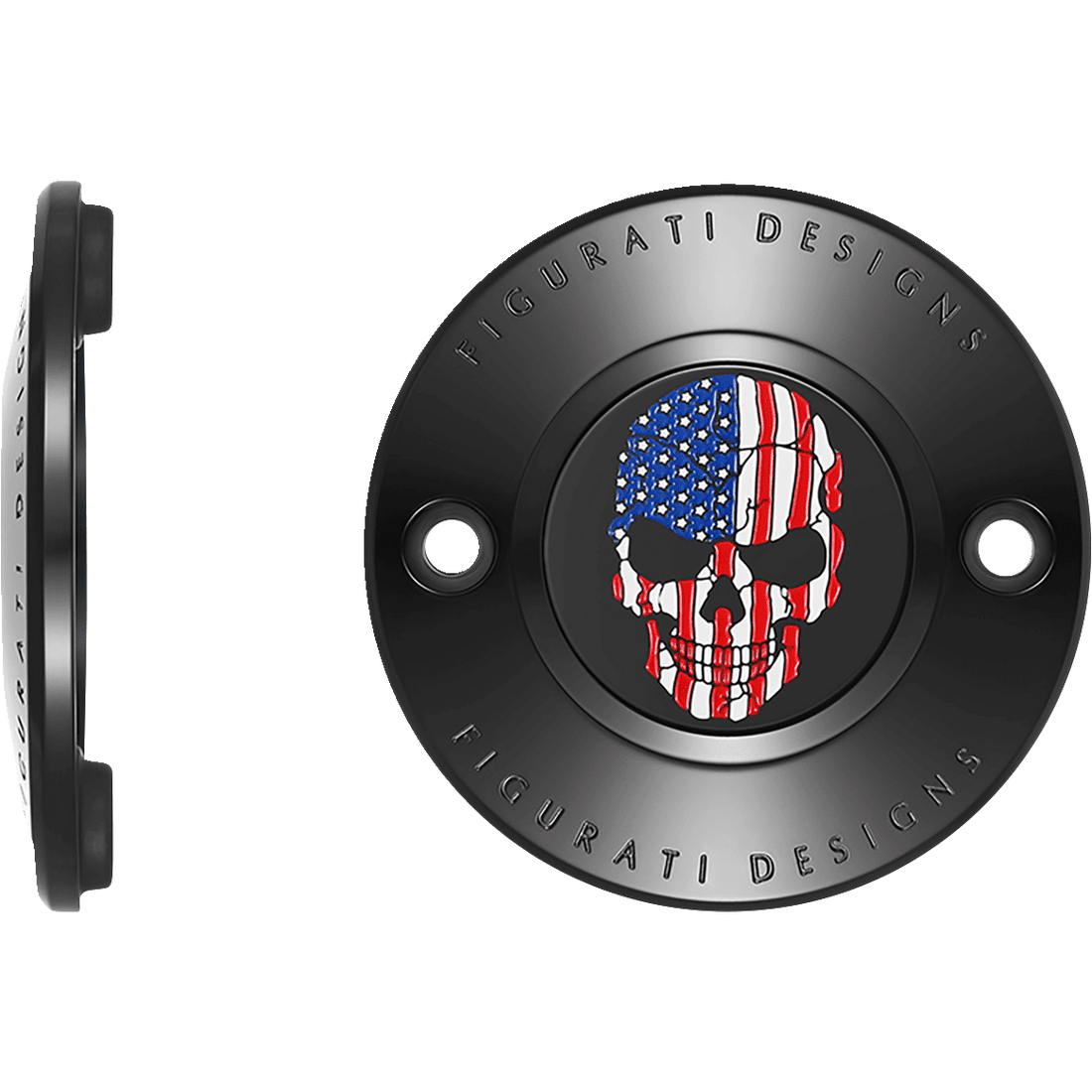 FIGURATI DESIGNS Timing Cover 2 Hole Skull Black FD25TC2HBLK