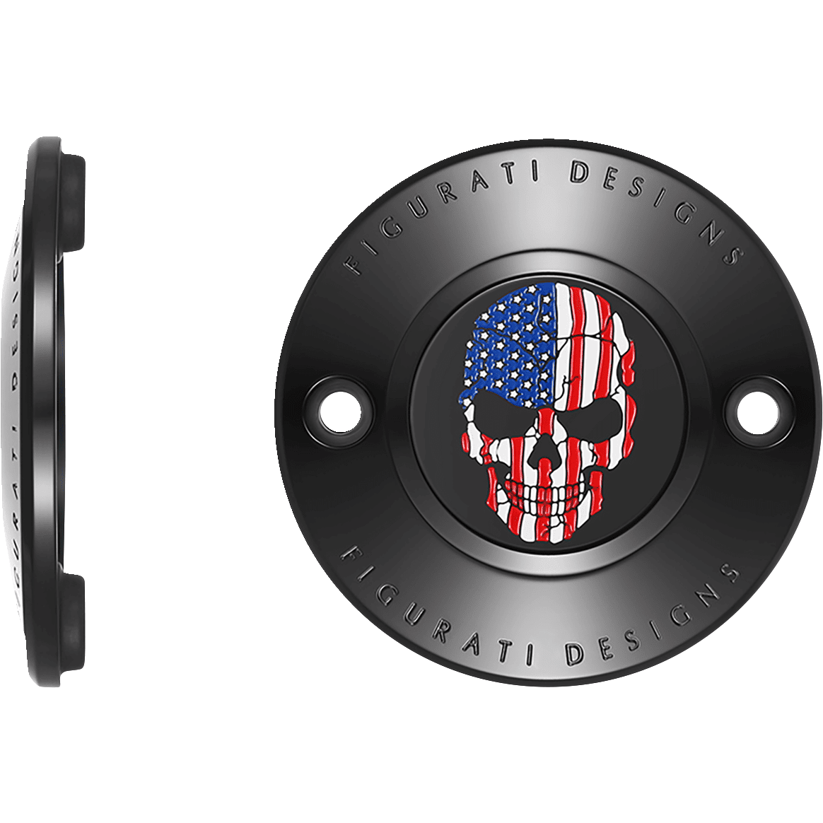 FIGURATI DESIGNS Timing Cover 2 Hole Skull Black FD25TC2HBLK