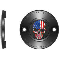 FIGURATI DESIGNS Timing Cover 2 Hole Skull Black FD25TC2HBLK