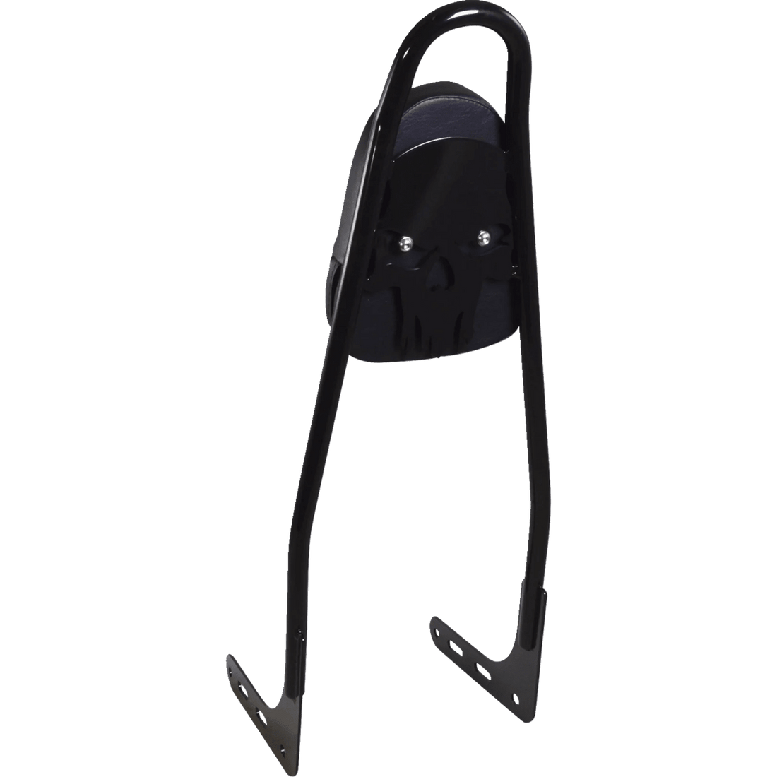 MOTHERWELL One-Piece Sissy Bar Matte Black Skull With Pad 156T18MBSKWP