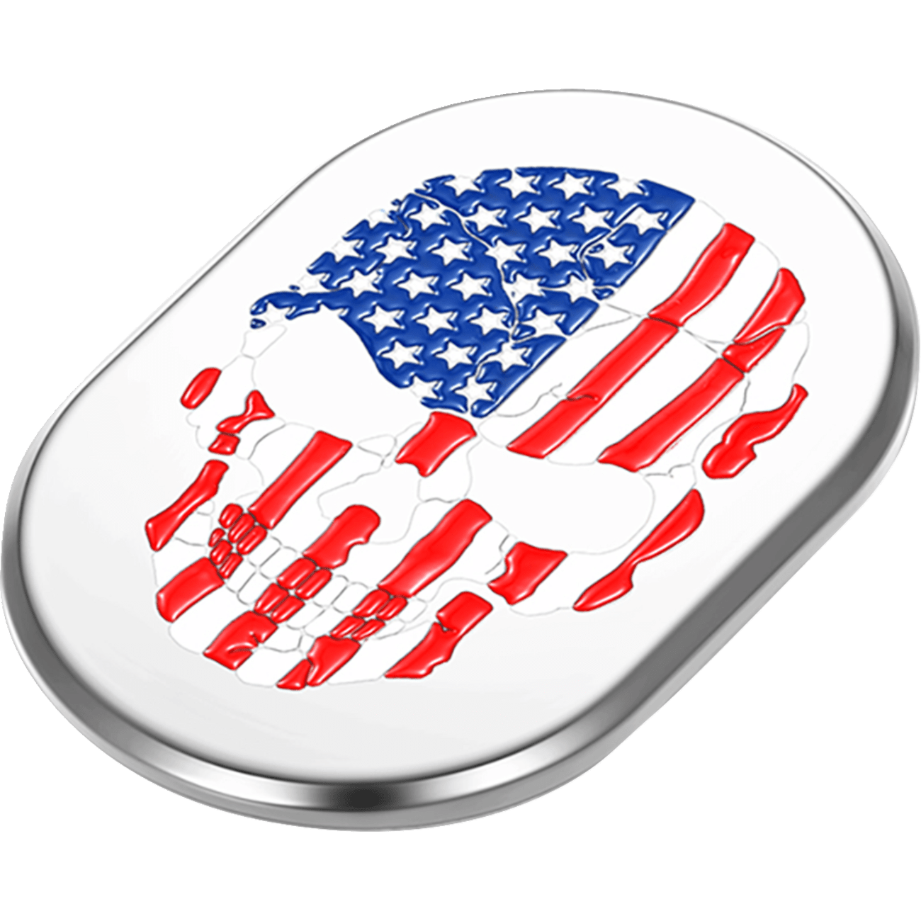 FIGURATI DESIGNS Antenna Cover Left Rear Fender American Flag Skull Chrome