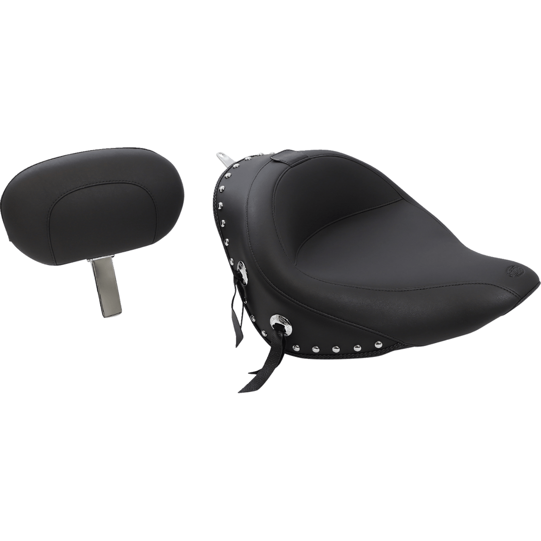 MUSTANG Wide Solo Seat With Backrest Black Studded W/Concho Softail '06-'10 79532