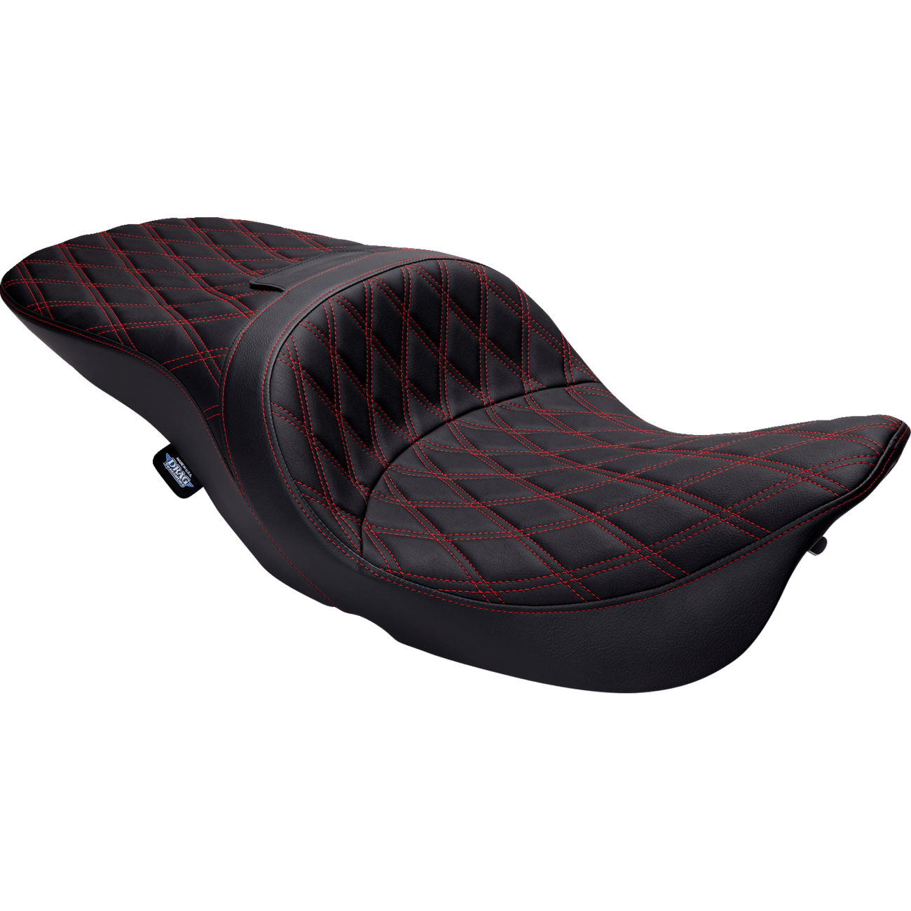 DRAG SPECIALTIES Freedom Seat Vinyl Double Diamond Red Stitch FLH '97-'07