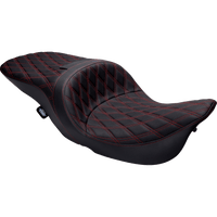 DRAG SPECIALTIES Freedom Seat Vinyl Double Diamond Red Stitch FLH '97-'07