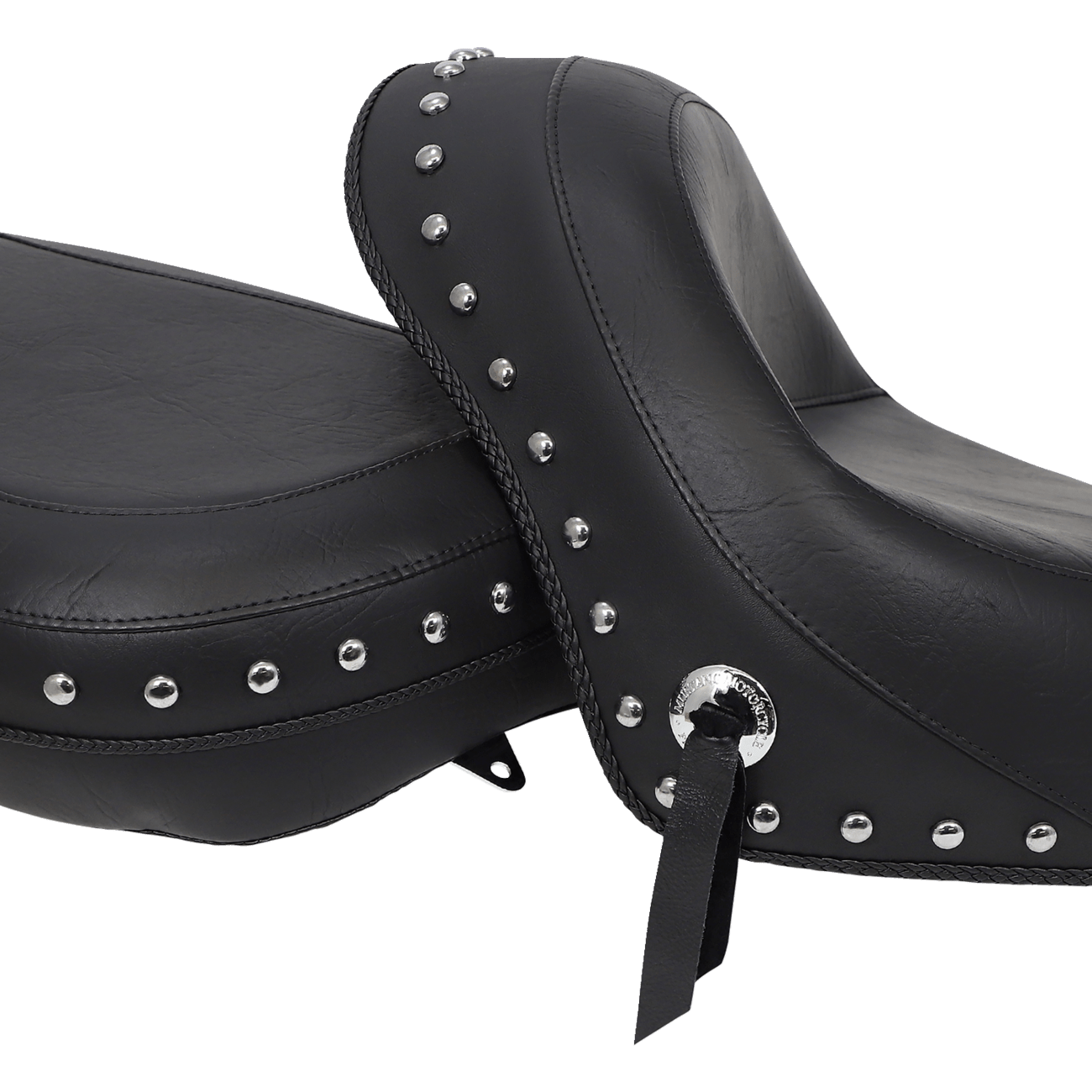 MUSTANG Seat Wide Touring Without Backrest Two-Piece Chrome Studded Black w/Conchos 750Aero 76520