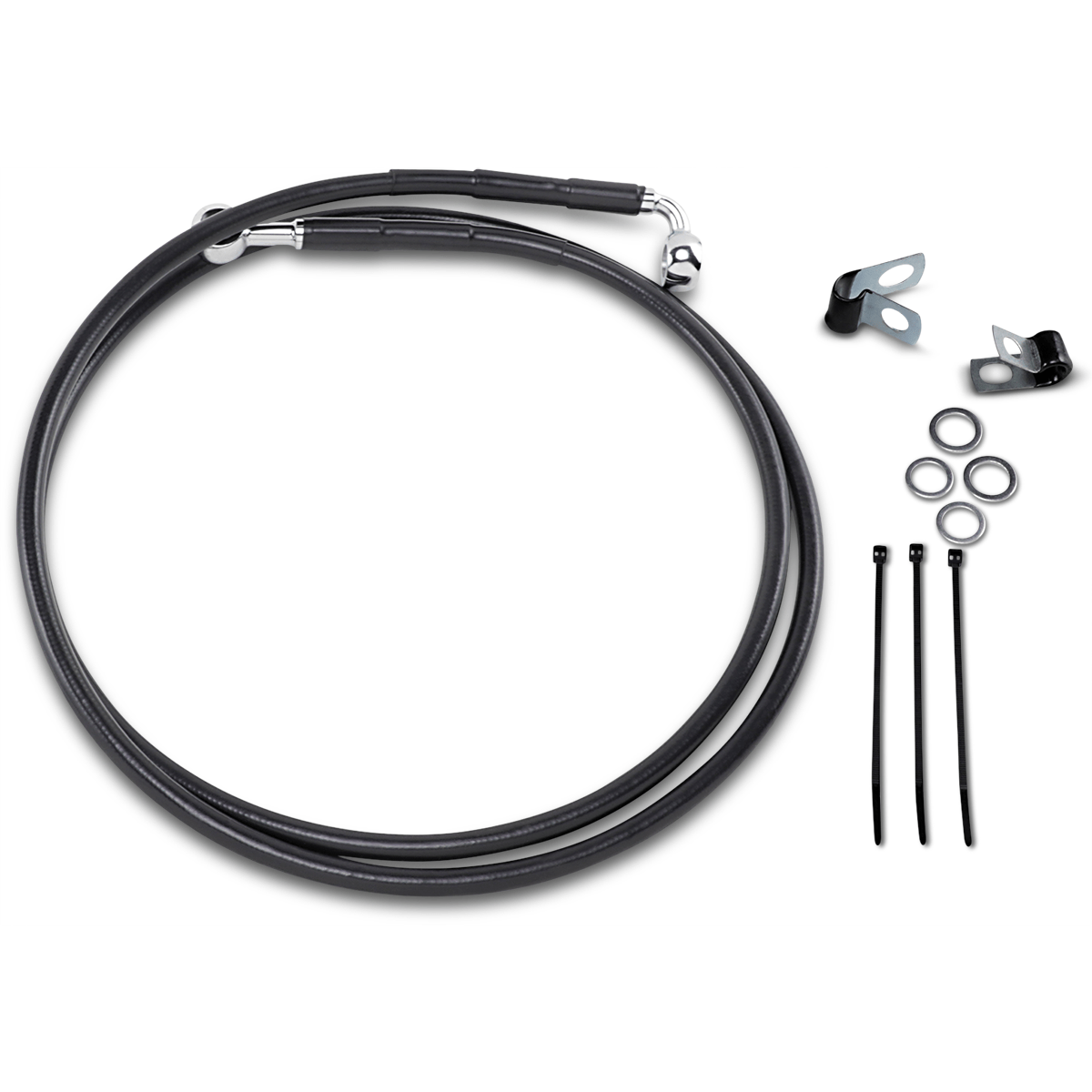 DRAG SPECIALTIES Brake Line Front Black +10"